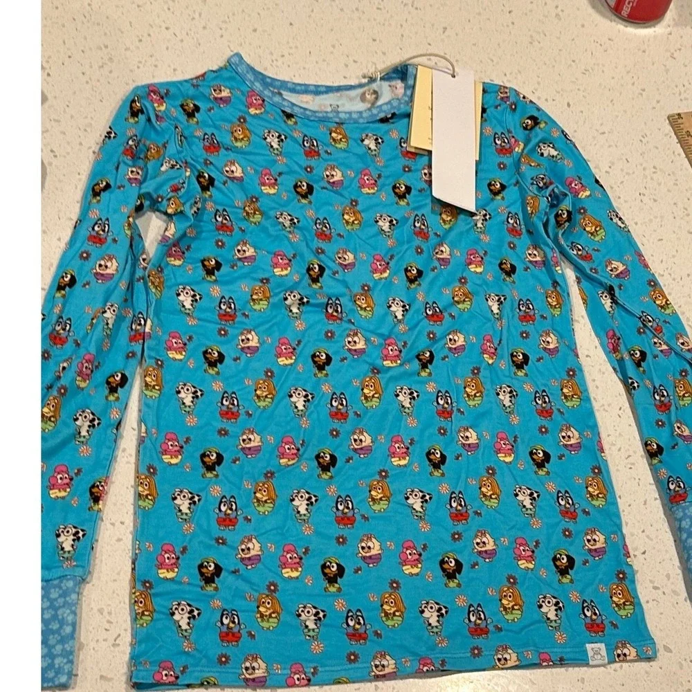 Little Snuggles Bluey Bamboo Viscose Pajama Set Kids 12T Blue Long Sleeve NWT